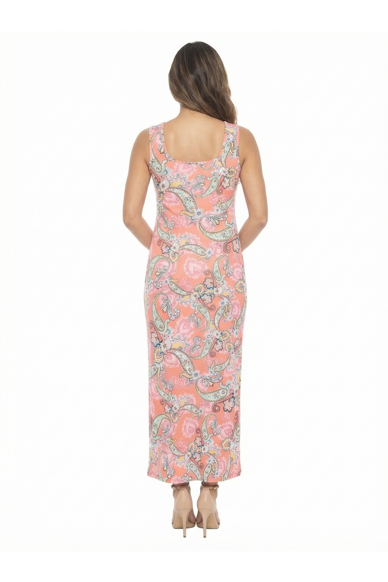Maternity Paisley Scoop Neck Sleeveless Racerback Tank Maxi Dress, Alternate, color, Pink Multi