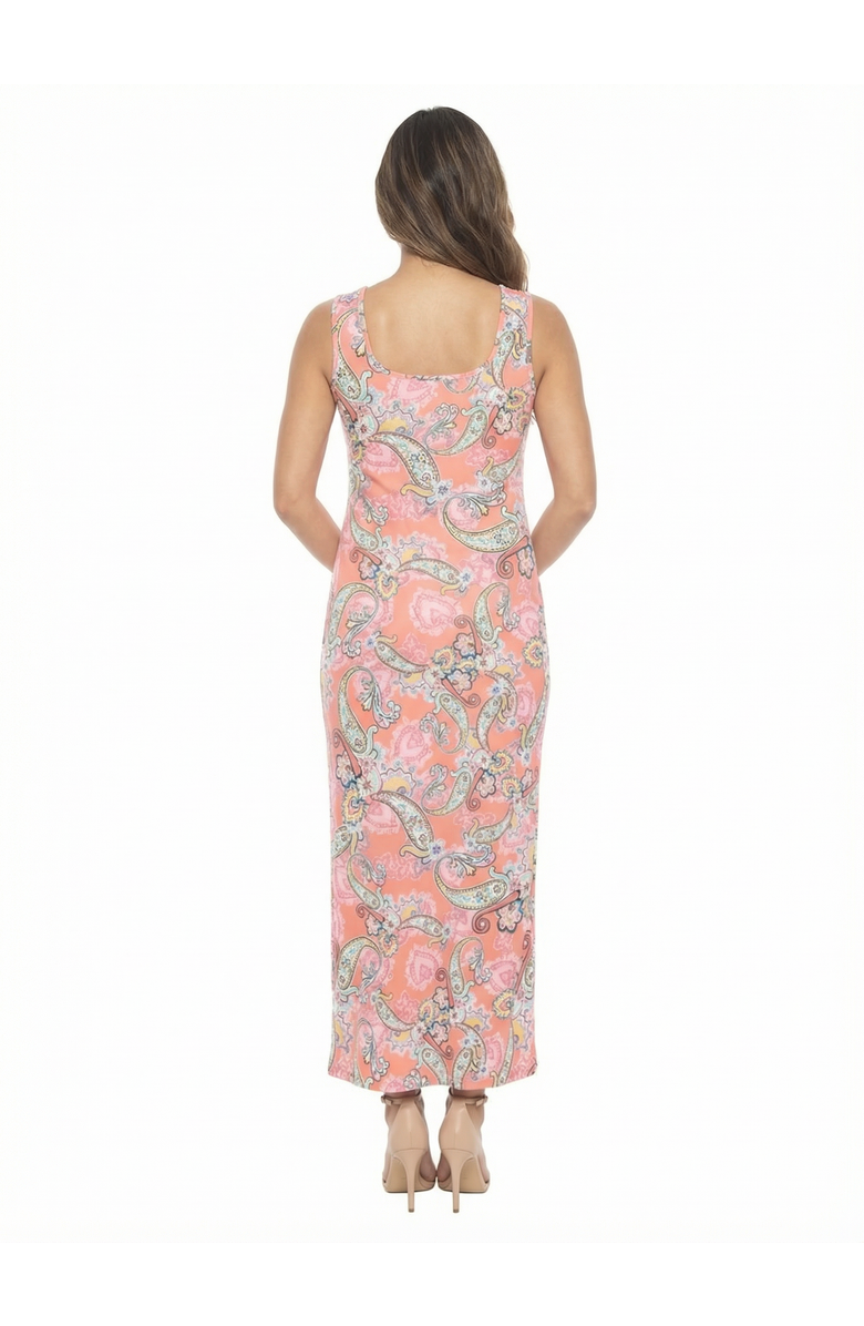 24seven Comfort Apparel Maternity Paisley Scoop Neck Sleeveless Racerback Tank Maxi Dress, Alternate, color, Pink Multi