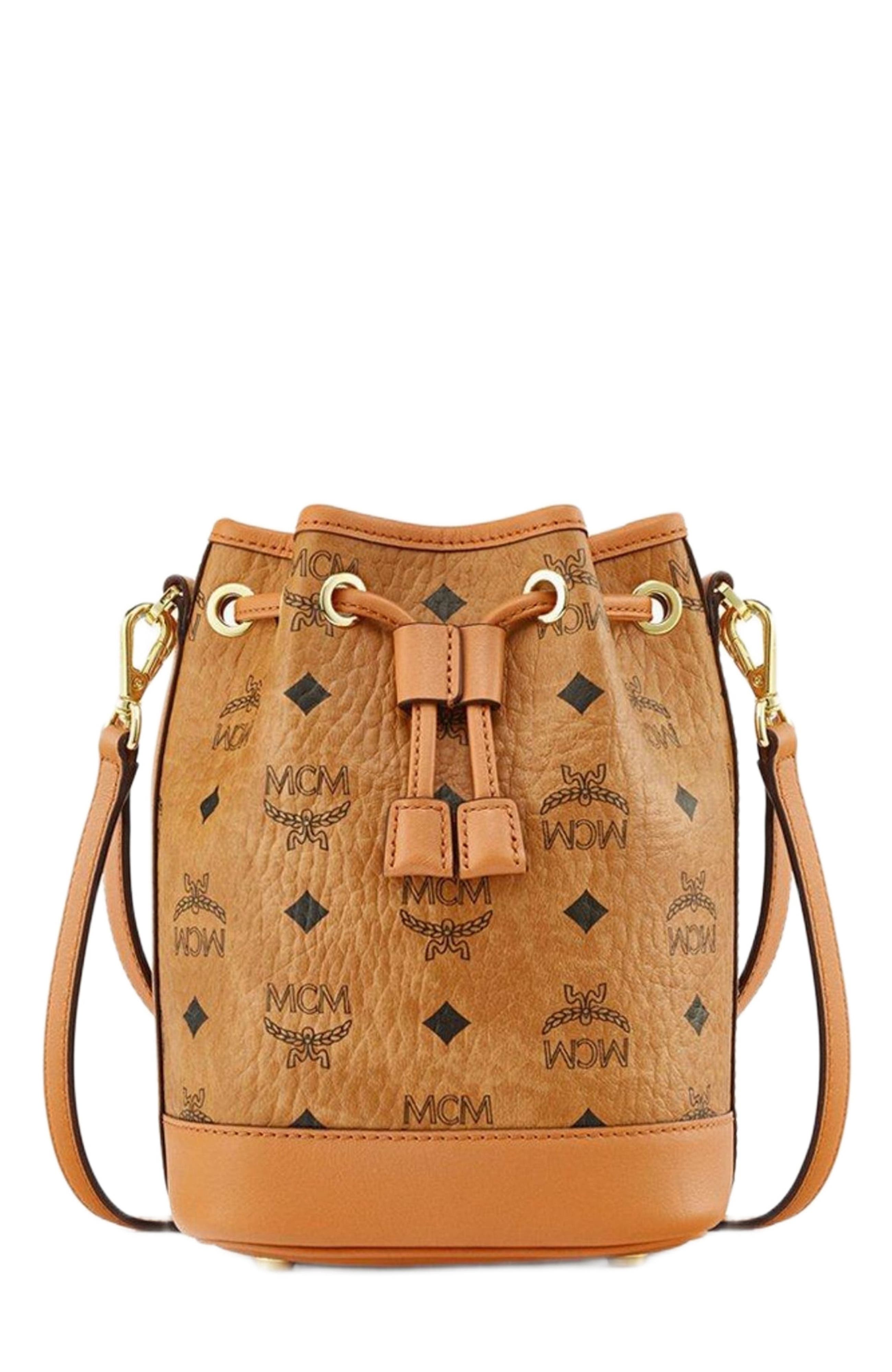 MCM Dessau Drawstring Bag in Visetos, Main, color, 