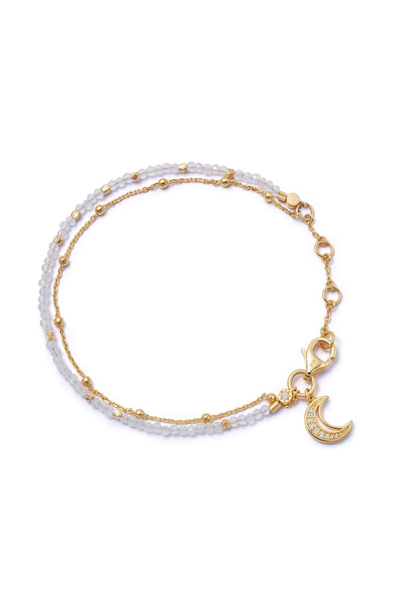 Astley Clarke Gold Fine Biography Moonstone Moon Bracelet, Main, color, Moonstone Moon