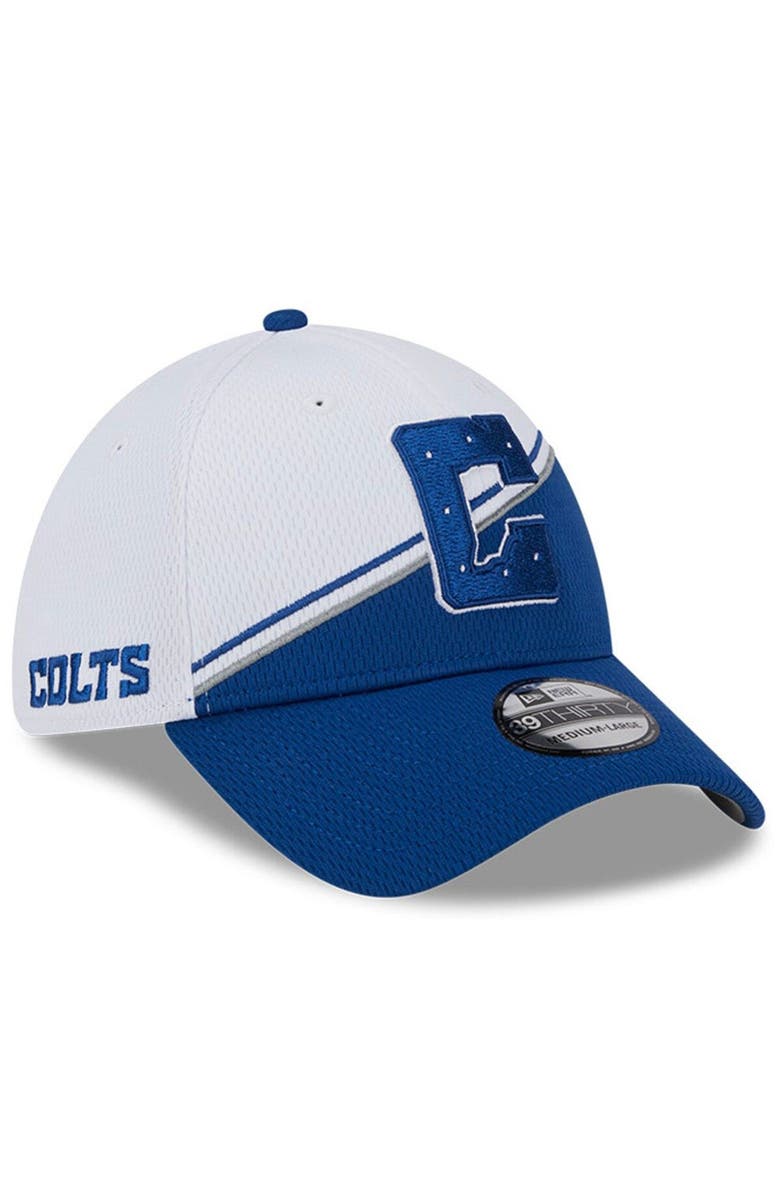 New Era Men's New Era  White/Royal Indianapolis Colts 2023 Sideline 39THIRTY Flex Hat, Main, color, White