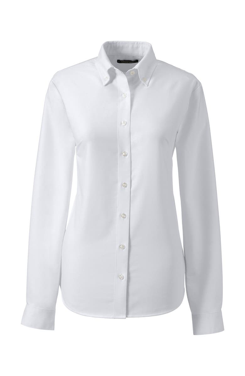 Lands
 End Women
s Tall Long Sleeve Oxford Dress Shirt, Alternate, color, White