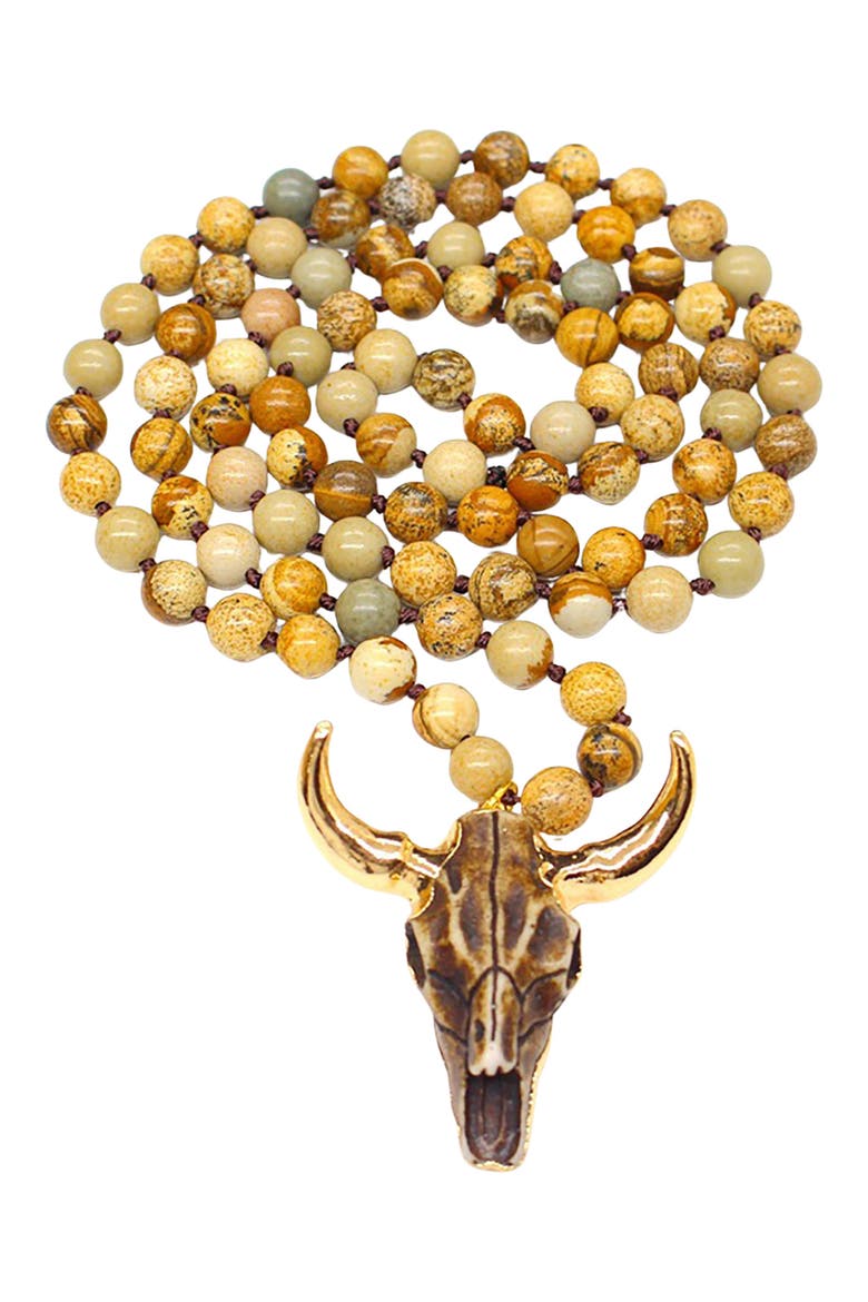 Men's Owen Agate Bull Pendant Necklace, Main, color, GOLD
