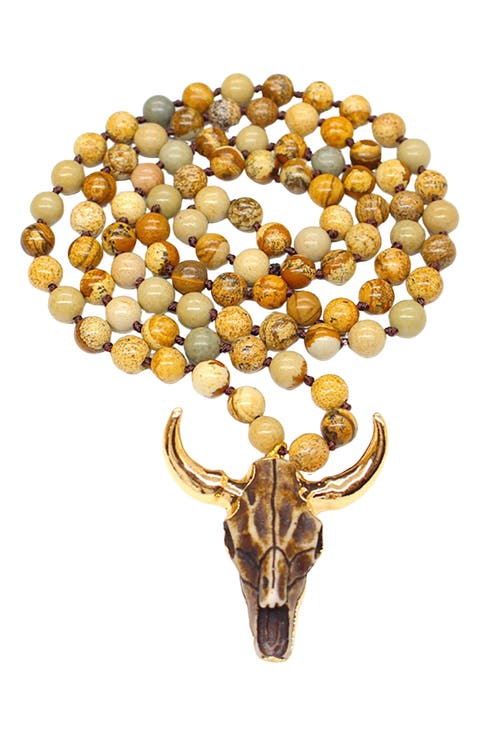 Men's Owen Agate Bull Pendant Necklace