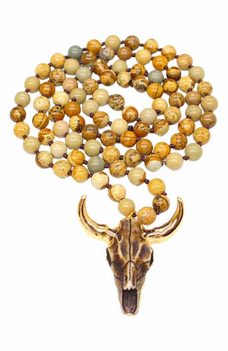 Men's Owen Agate Bull Pendant Necklace