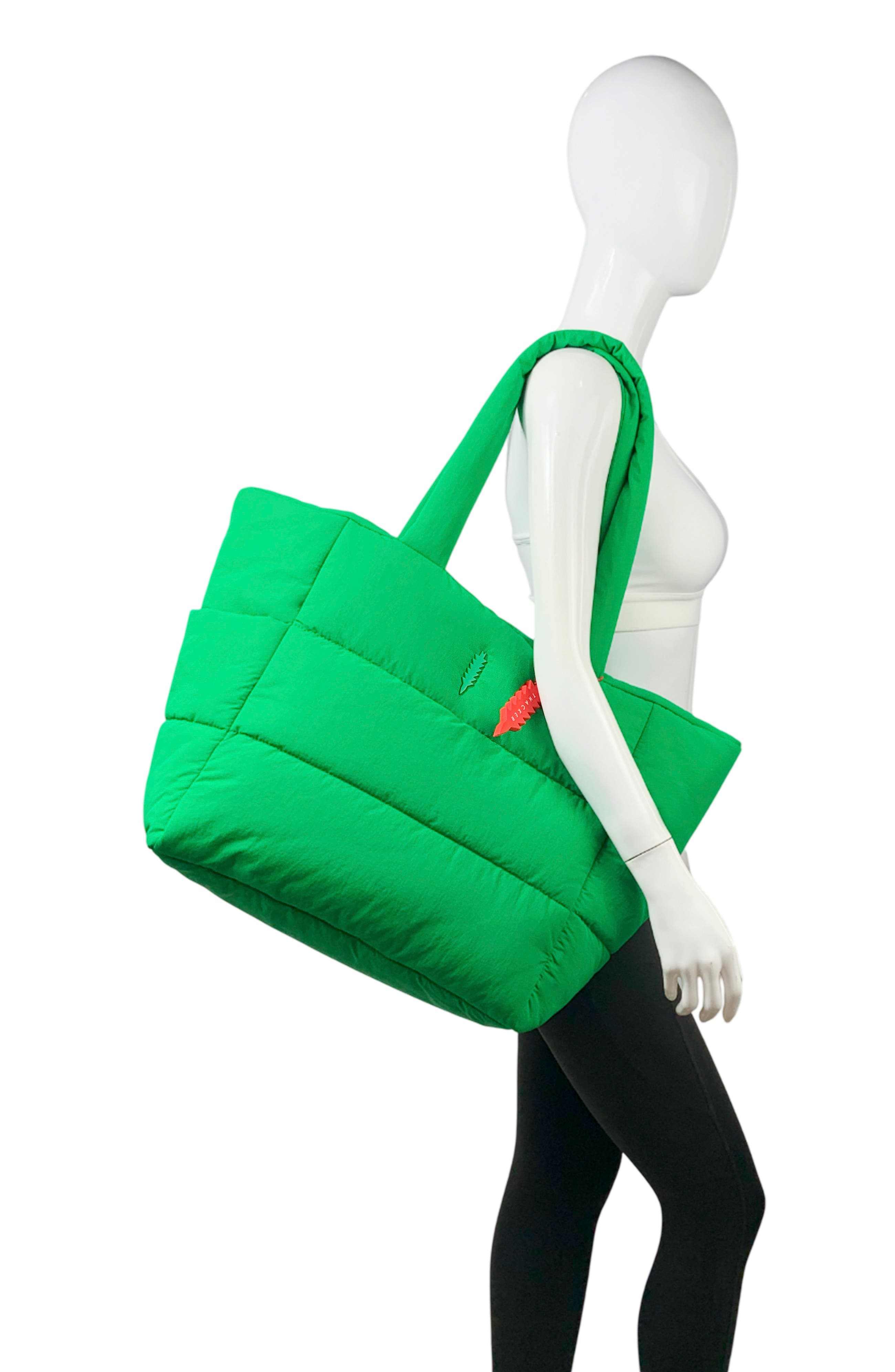 Quinn Textured Nylon Tote, Alternate, color, KELLY GREEN