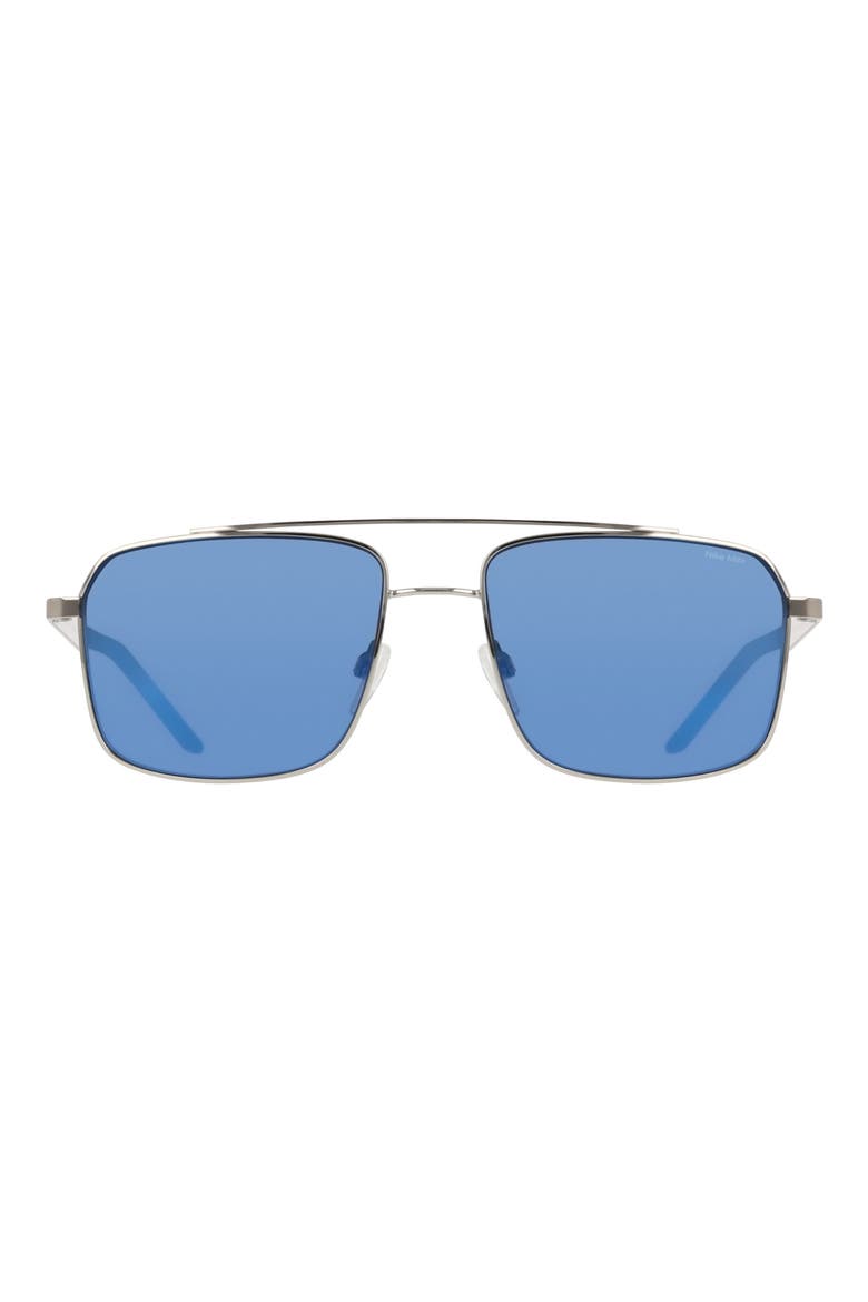 Traveler Strike 58mm Rectangular Sunglasses, Main, color, SILVER / BLUE MIRROR