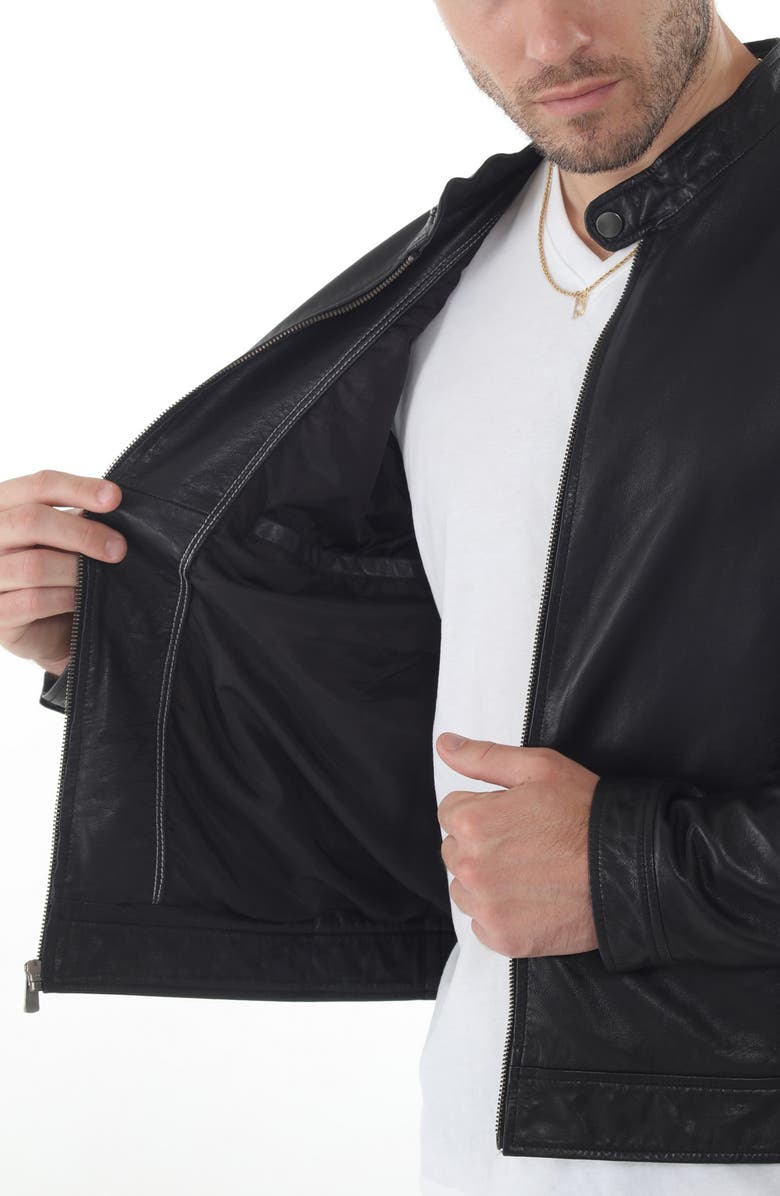 Missani Le Collezioni Nappy Leather Jacket, Alternate, color, Black