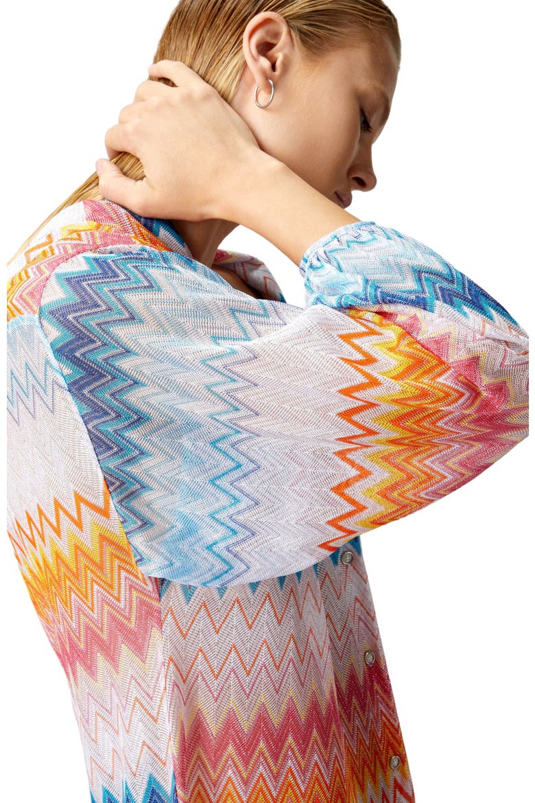Oversized Shirt In Zig Zag Lamé Viscose Blend, Alternate, color, Multicoloured