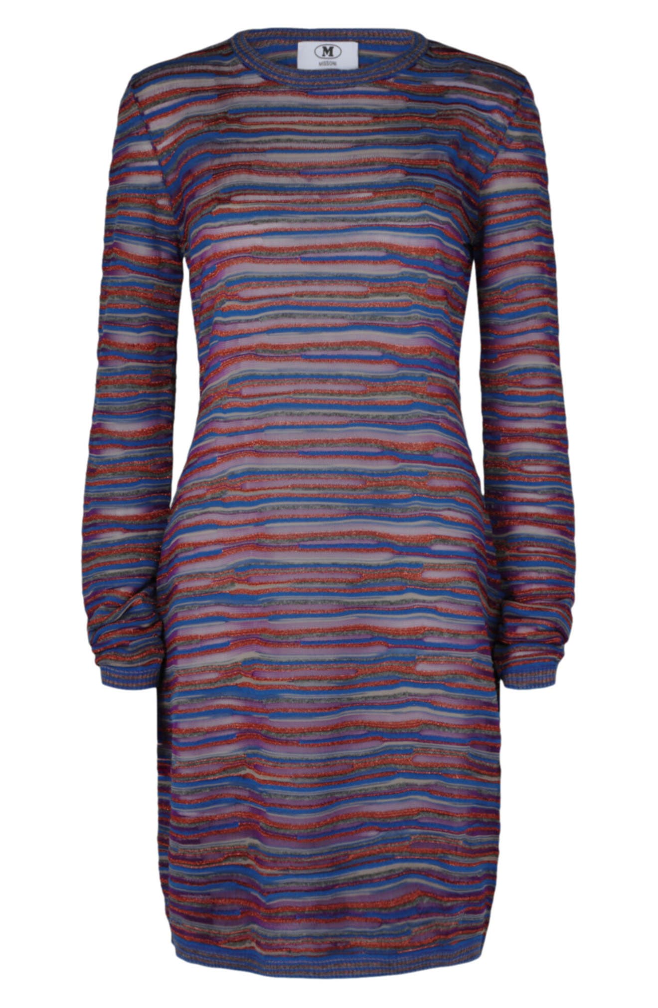 M Missoni Stripe Long Sleeve Wool Blend Knit Minidress