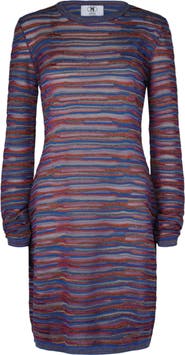 M Missoni Stripe Long Sleeve Wool Blend Knit Minidress