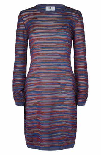 M Missoni Stripe Long Sleeve Wool Blend Knit Minidress