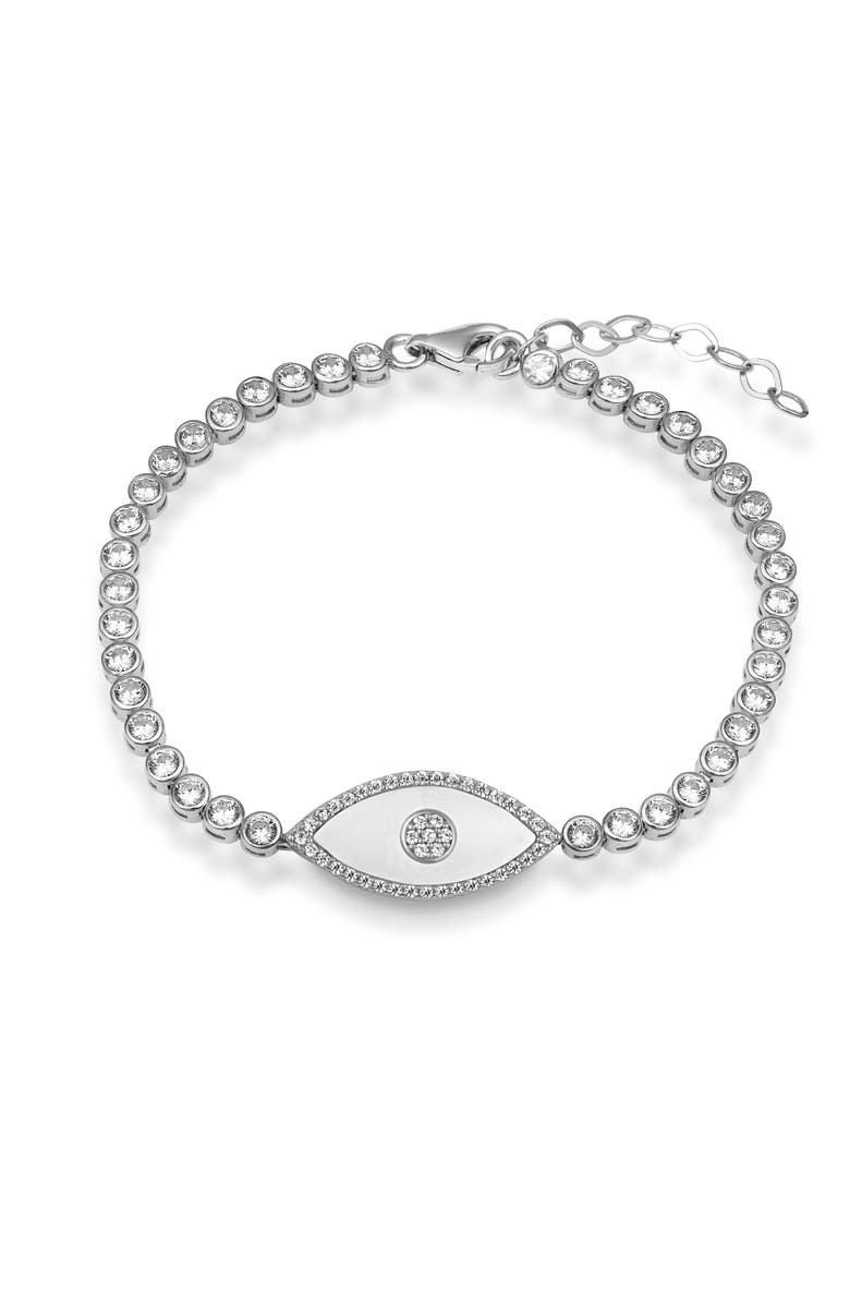 Gemma Azzurro mother of pearl tennis eye bracelet, Main, color, Green