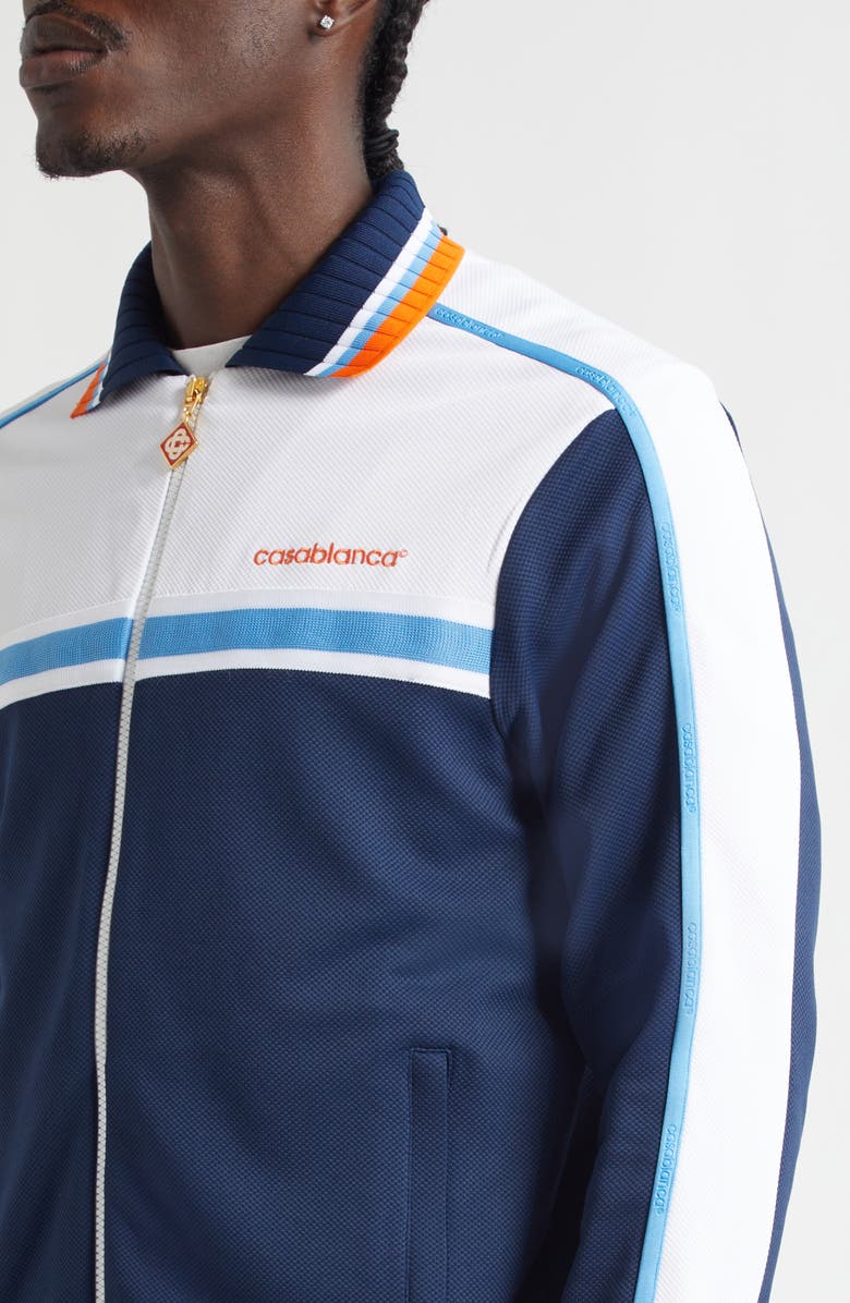 Casablanca Textured Colorblock Track Jacket, Alternate, color, Navy / White