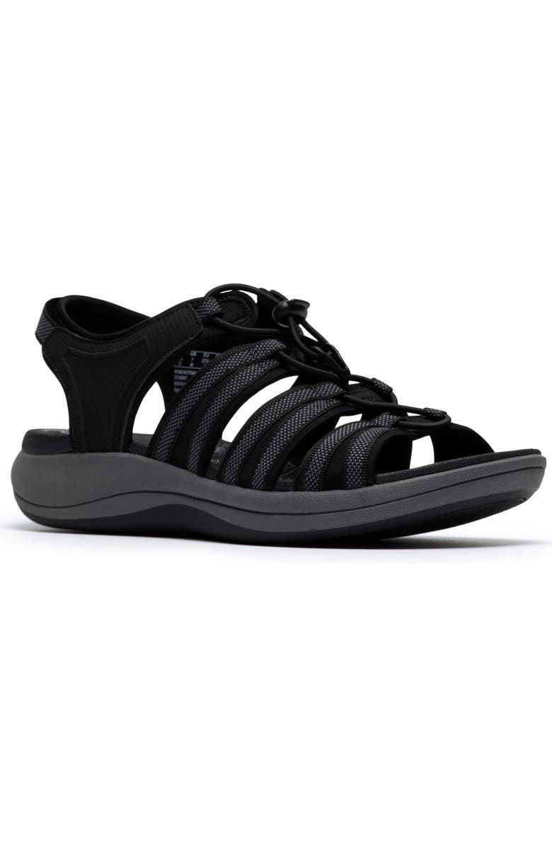 Clarks<sup>®</sup> Cloudsteppers Mira Mabel Open Toe Sandal, Main, color, Black