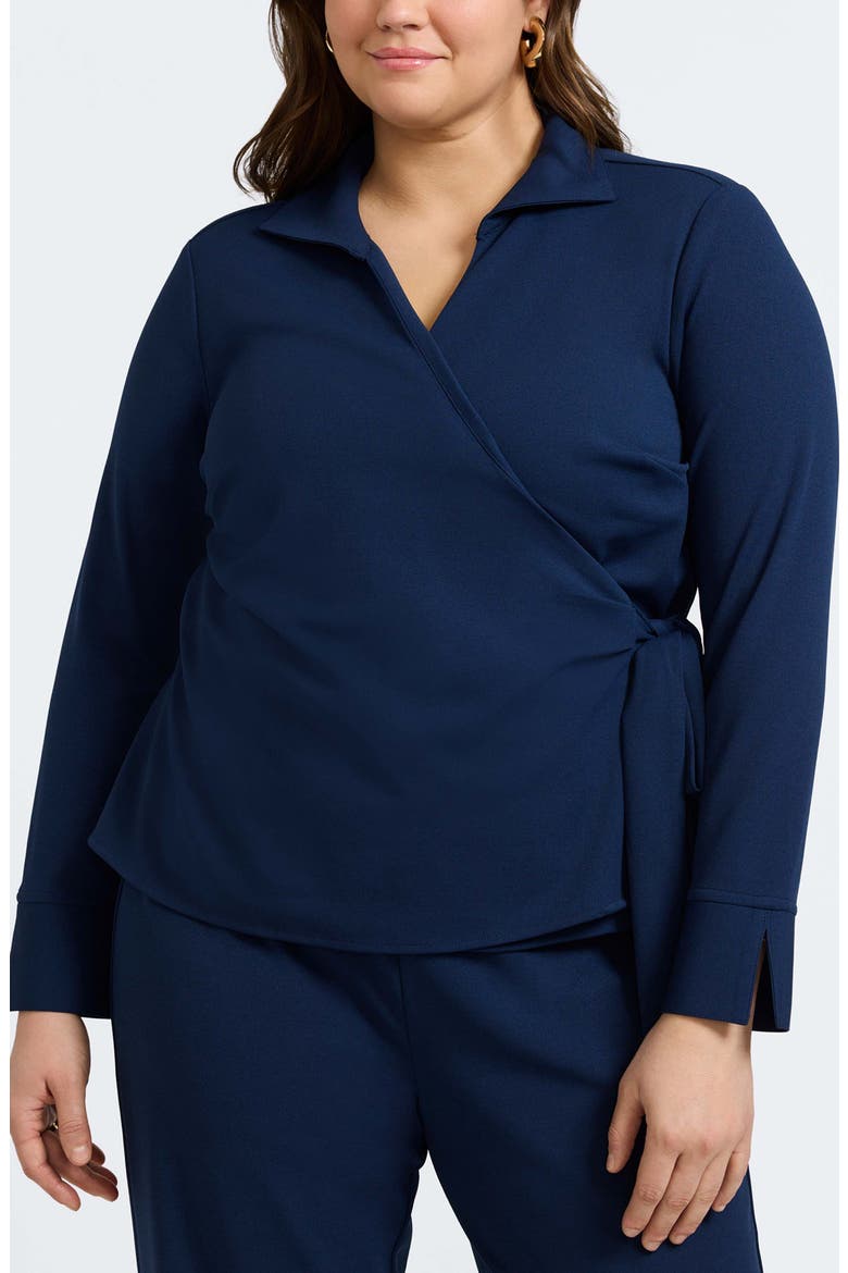 Rosie Wrap Crepe Top, Main, color, NAVY