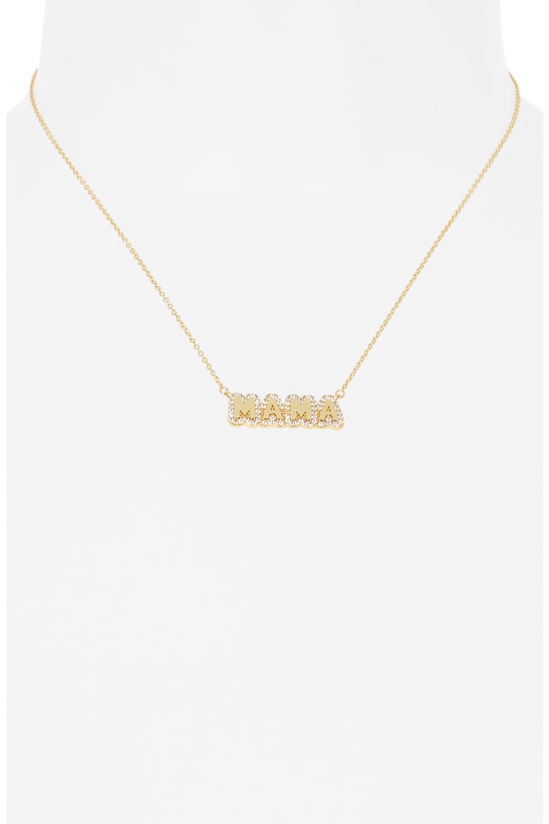Mama Cubic Zirconia Pendant Necklace, Alternate, color, CLEAR- GOLD