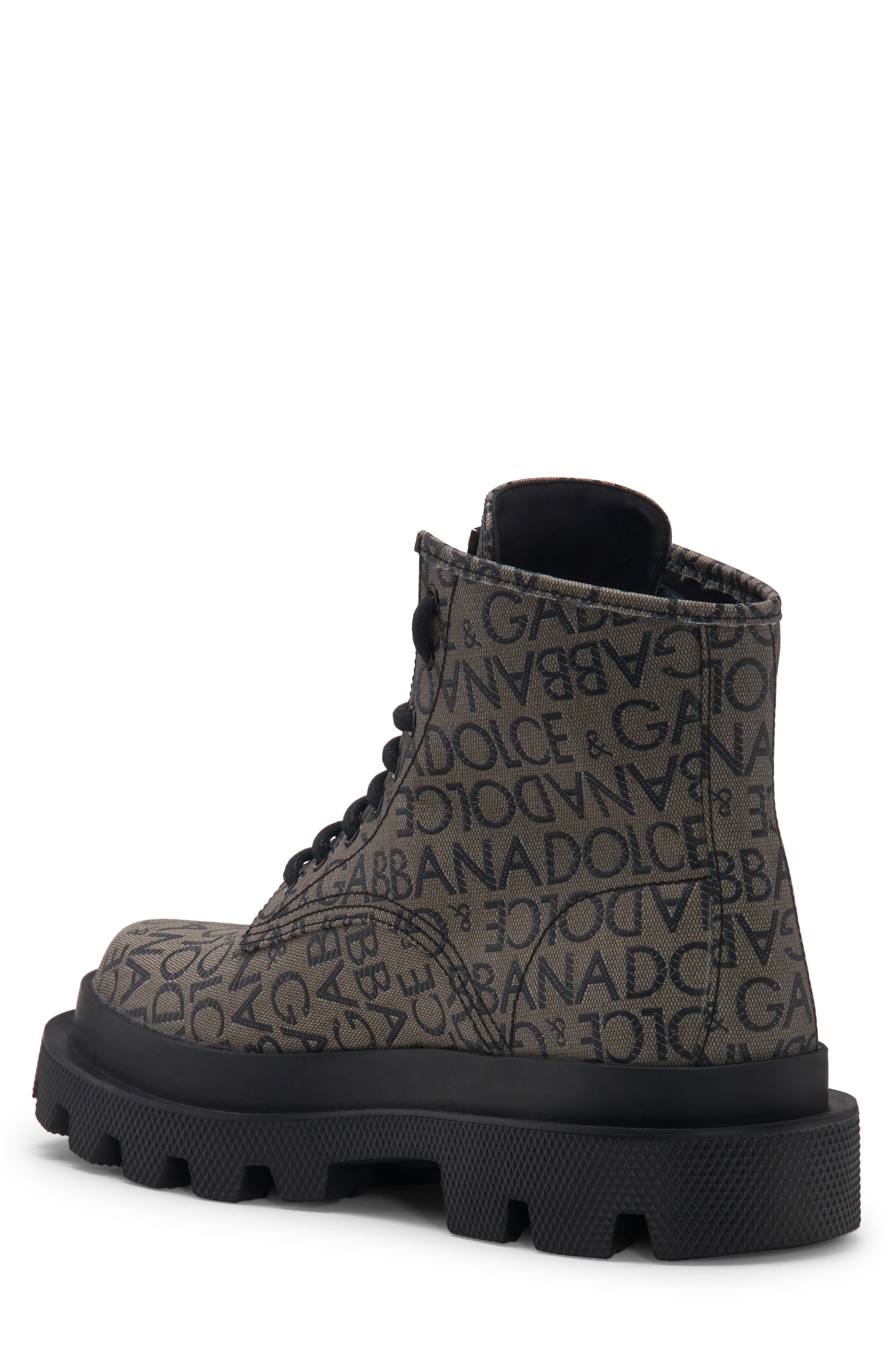 Dolce&Gabbana High Trekking Logo Jacquard Boot, Alternate, color, Brown