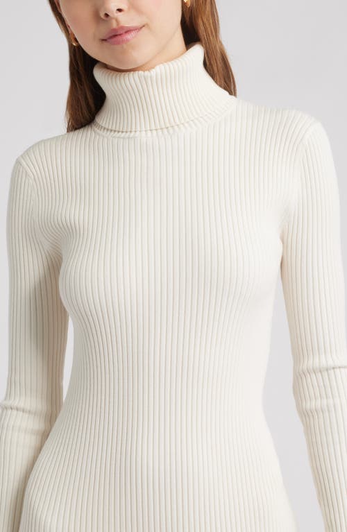 Open Edit Rib Long Sleeve Turtleneck Sweater Dress In Red