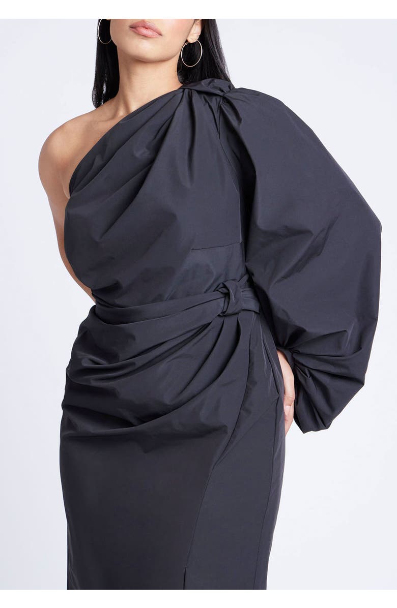 ELOQUII One Shoulder Dress, Alternate, color, Black Onyx
