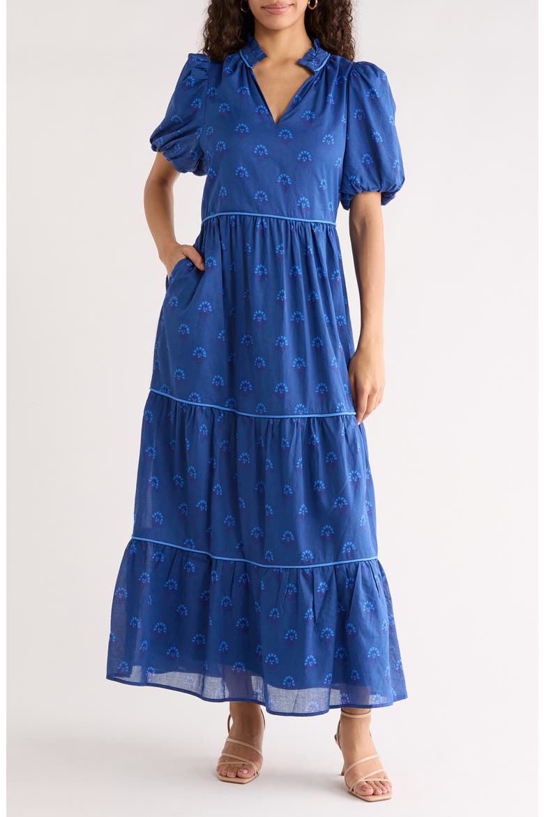 Briza Medallion Print A-Line Dress, Main, color, TEAL-BLUE