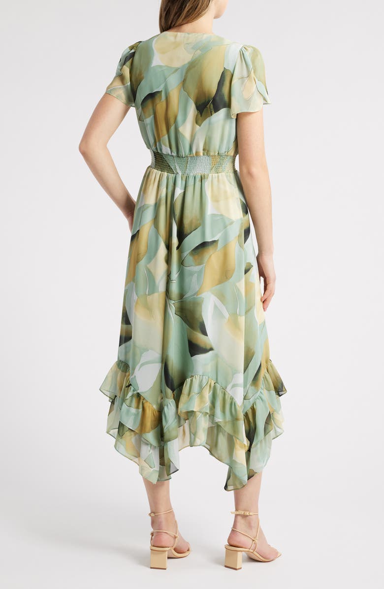 Anne Klein Abstract Print Handkerchief Hem Chiffon Dress, Alternate, color, 