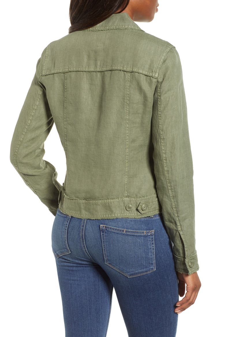 Two Palms Linen Raw Edge Jacket, Alternate, color, TEA LEAF