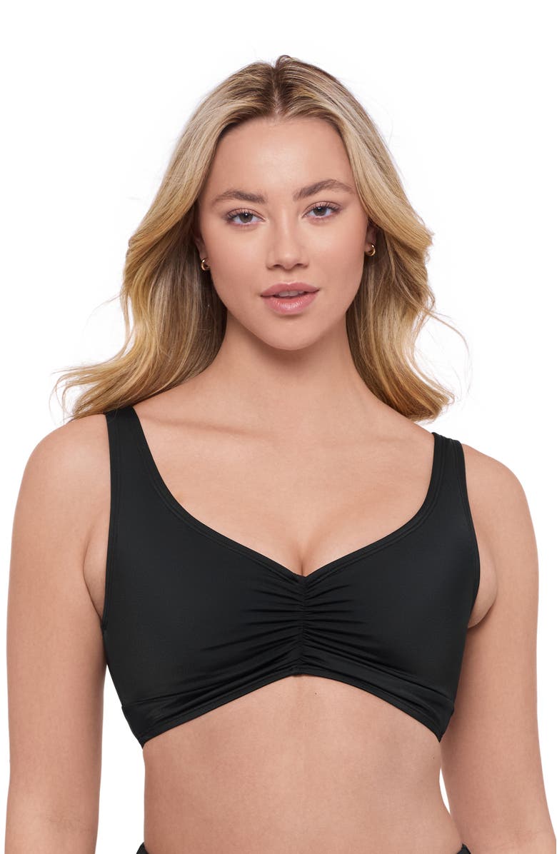 S3 Apparel Banded Cinch Front Bikini Top, Main, color, Onyx Black