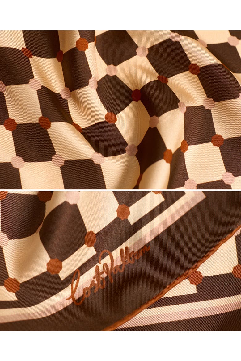 CHECKERBOARD SILK BANDANA, Alternate, color, Coffee