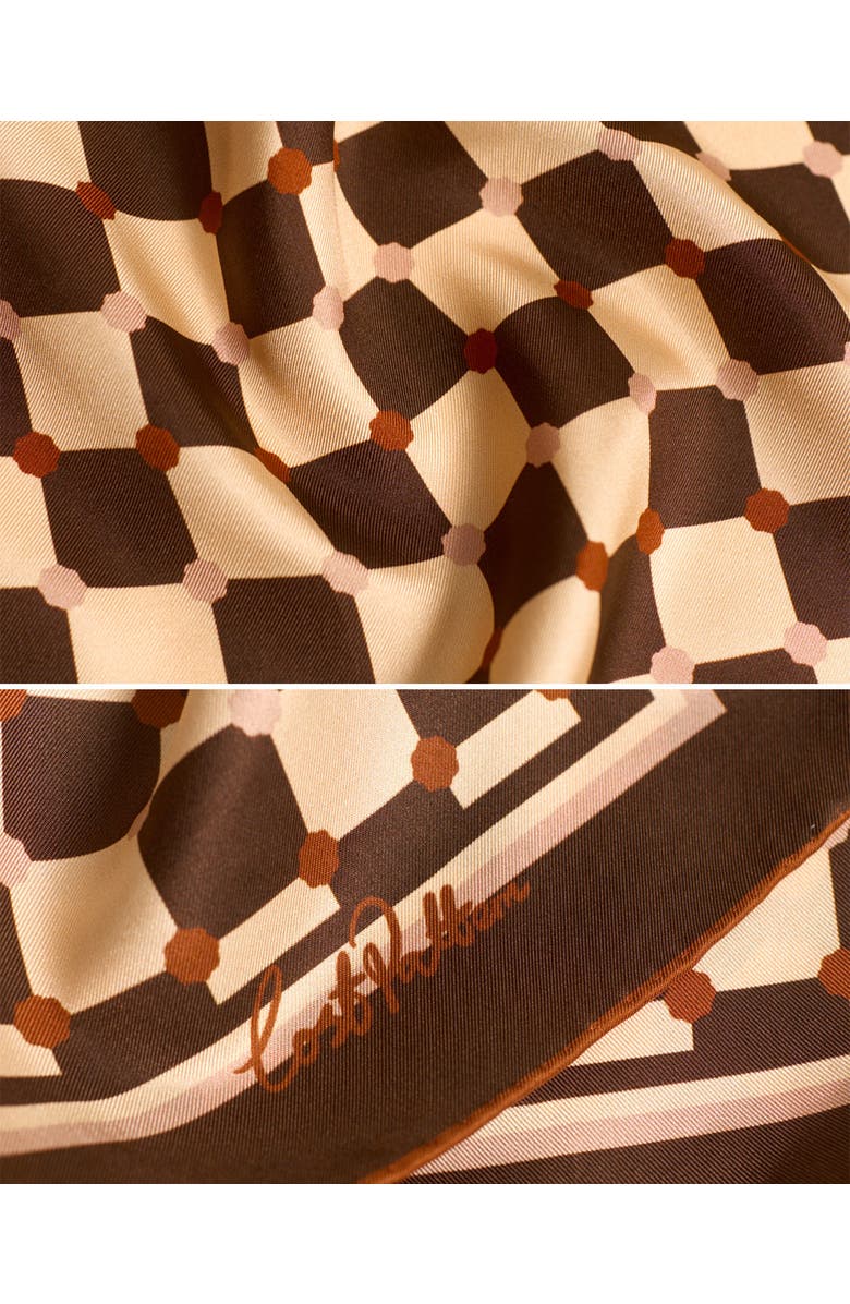 Lost Pattern "Checkerboard" Silk Bandana Scarf, Alternate, color, Coffee