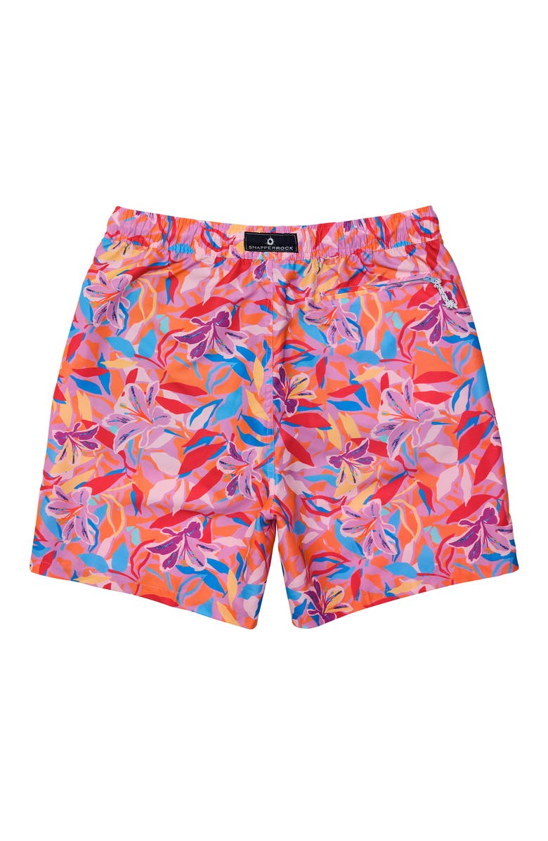Snapper Rock Comfort Lined Sustainable Swim Short, Alternate, color, Blooming Sunset