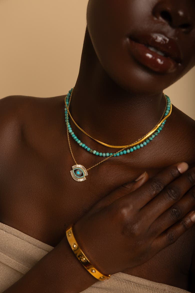 Turquoise Choker Necklace, Alternate, color, Gold