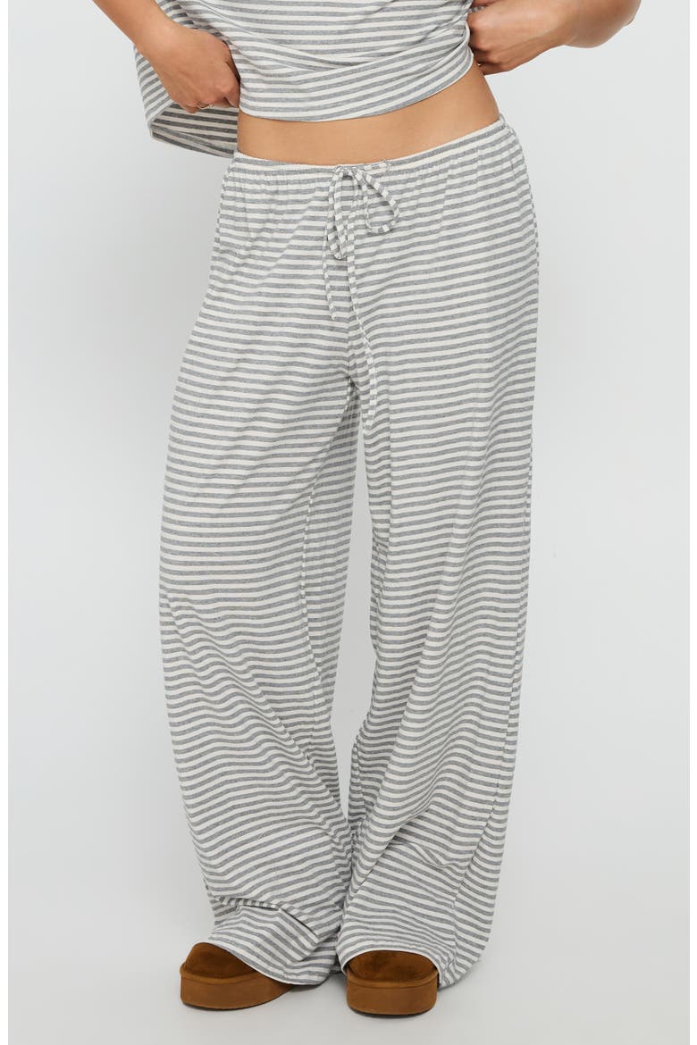 Tobie One-Shoulder Top & Pants Sleep Set, Main, color, GREY STRIPE