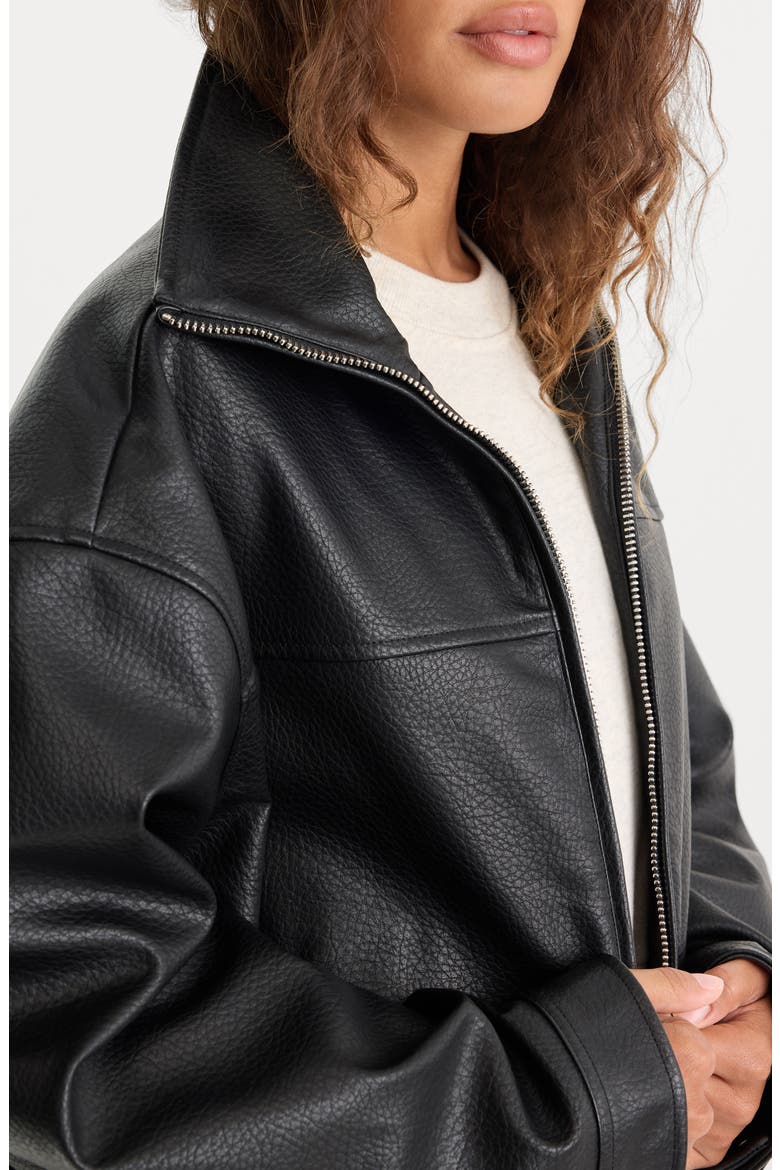 Better Than Leather Funnel Neck Faux Leather Jacket, Alternate, color, BLACK001
