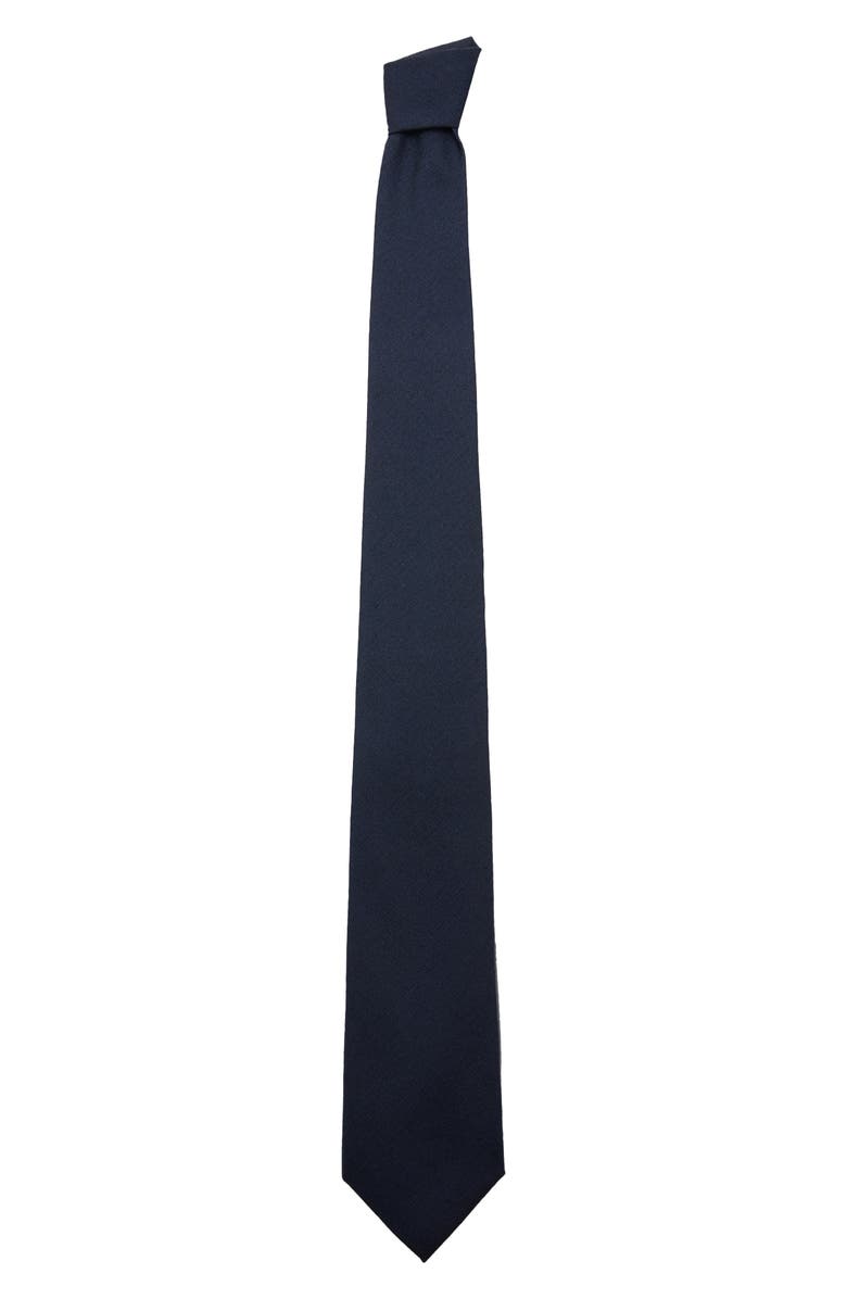 MANGO Solid Wool Blend Tie, Alternate, color, Navy