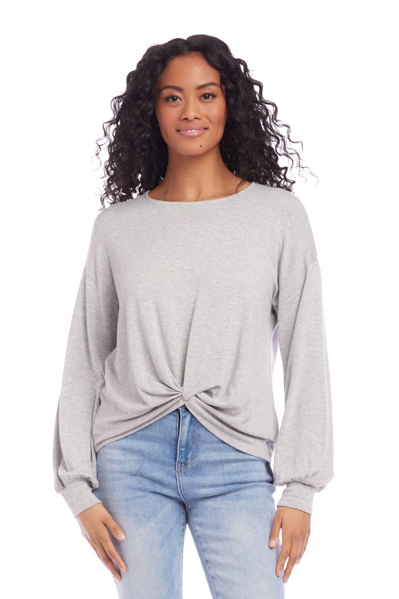 Twist Front Long Sleeve Knit Top, Alternate, color, LIGHT HEATHER GRAY