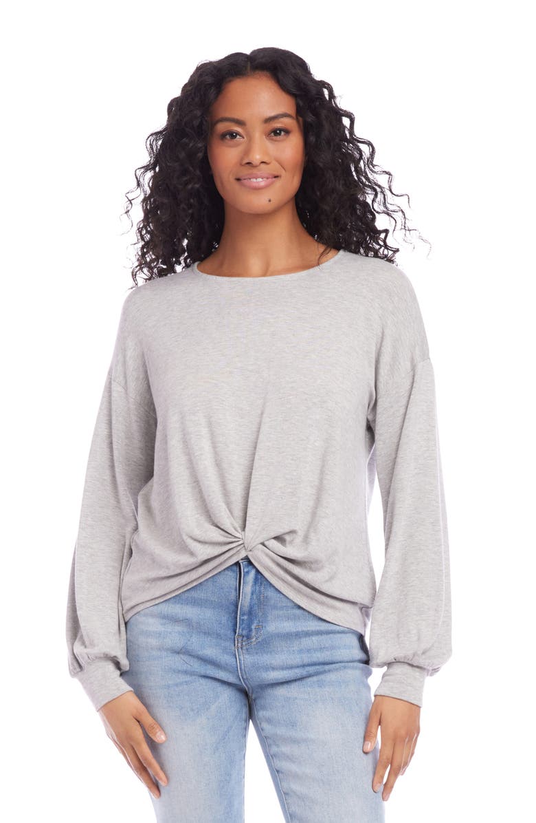 Karen Kane Twist Front Long Sleeve Knit Top, Alternate, color, 