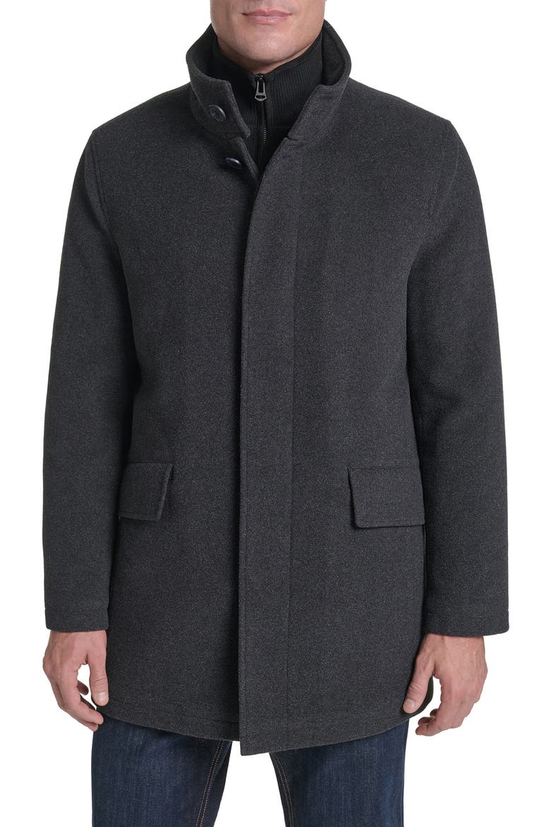 Shirt Collar Wool Blend Top Coat, Main, color, CHARCOAL