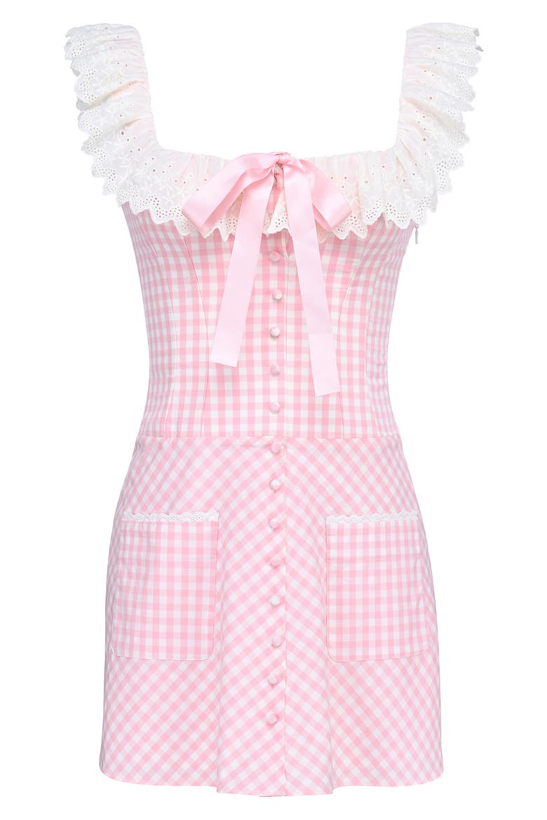 Astra Ruffle Minidress, Alternate, color, PINK GINGHAM