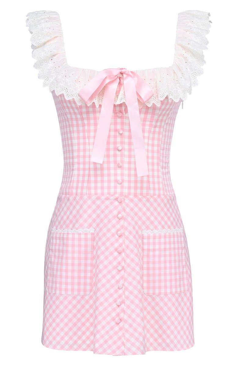 HOUSE OF CB Astra Ruffle Minidress, Alternate, color, Pink Gingham