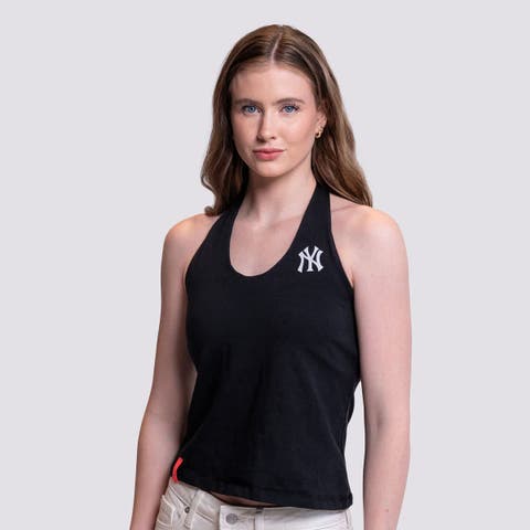 Women's Lusso Black New York Yankees Noelle V-Neck Tank Top