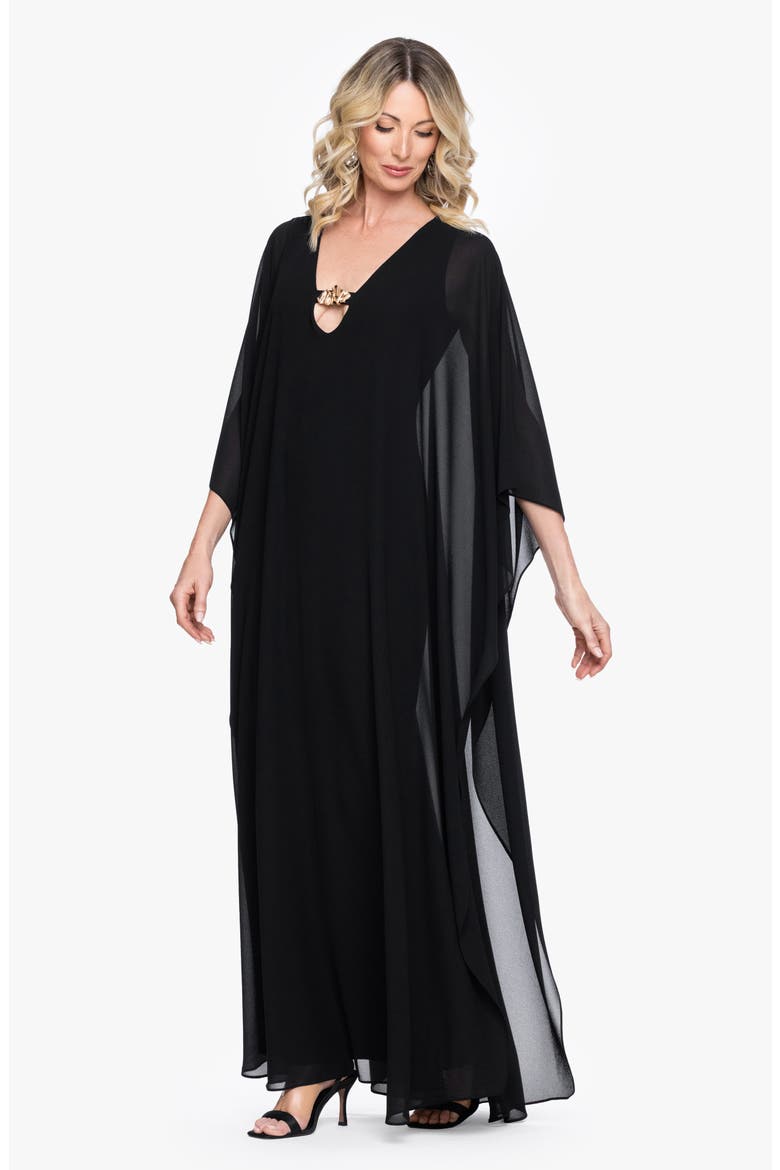 Cape Back Caftan Maxi Dress, Alternate, color, BLACK