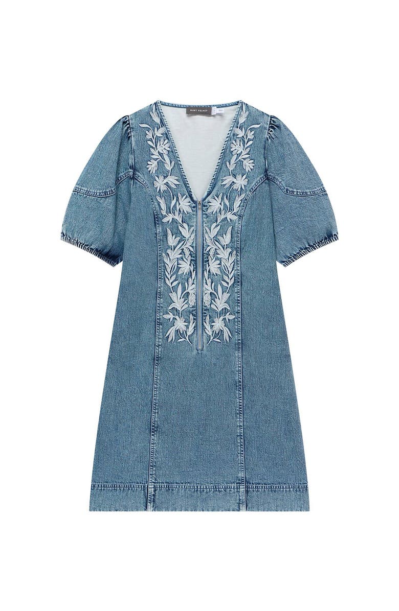 MINT VELVET Embroidered Denim Mini Dress, Alternate, color,