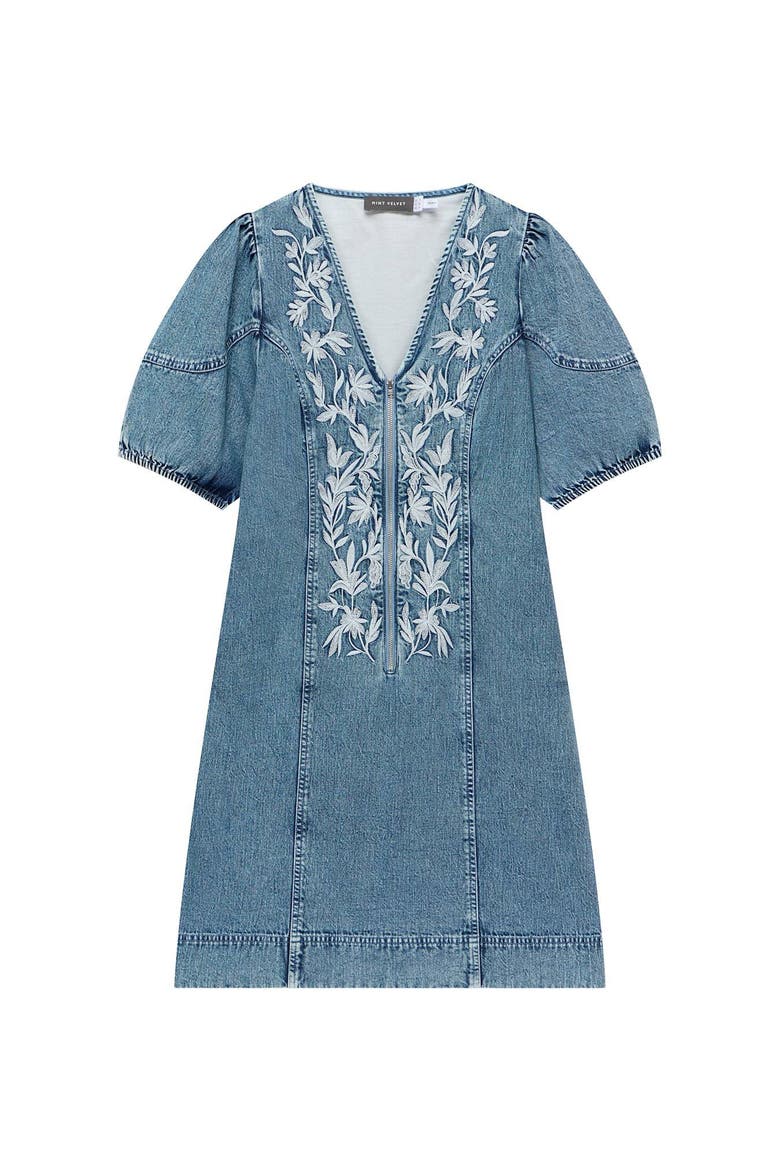 embroidered denim dress zara Zara - Embroidered Floral Denim Dress - Blue - 13-14 Years (64,6 Inches)