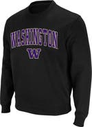 COLOSSEUM Men's Colosseum Black Washington Huskies Arch & Logo Crew Neck Sweatshirt