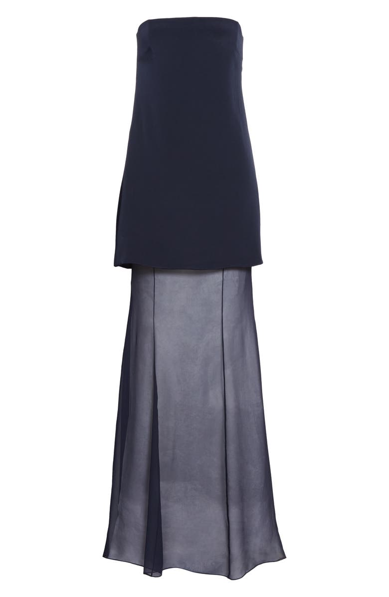 CUSHNIE Chiffon Hem Strapless Silk Dress, Alternate, color, 