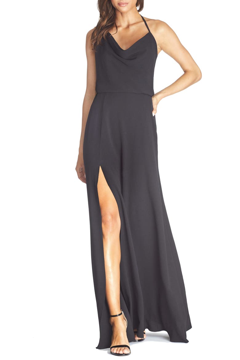 Cheyenne Cowl Neck Evening Gown, Main, color, BLACK