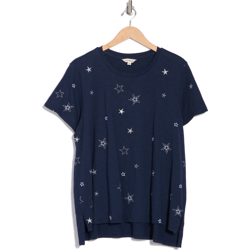 LUCKY BRAND LUCKY BRAND EMBROIDERED TWIST COTTON T-SHIRT