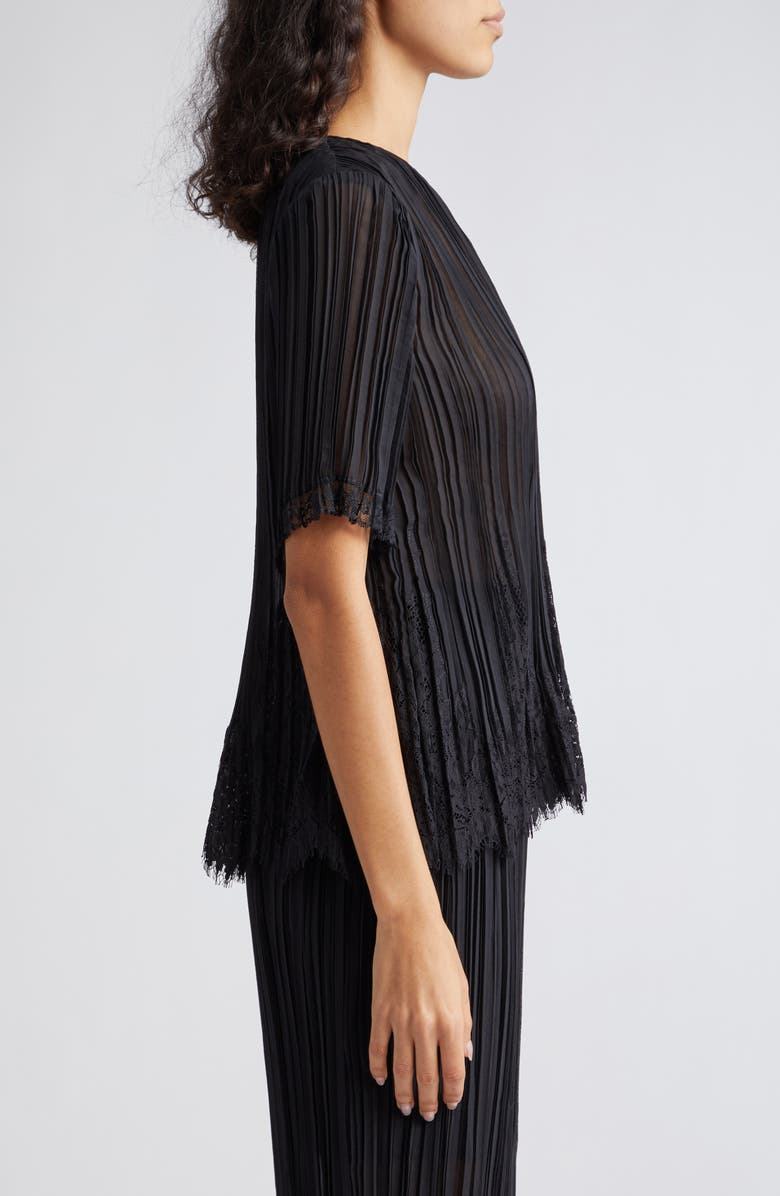 Zimmermann Pleated Lace Trim Semisheer Top, Alternate, color,