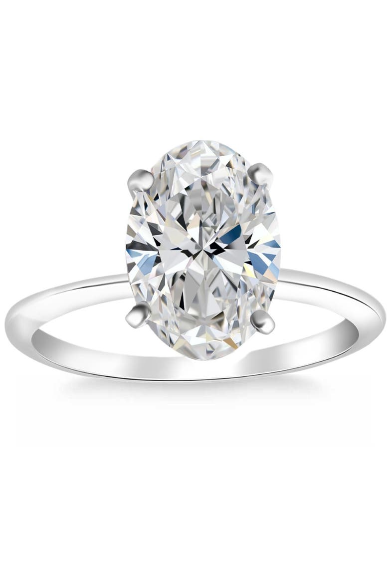 Certified 2Ct Oval Diamond Solitaire Thin Engagement Ring Gold Lab Grown, Main, color, 14k White Gold